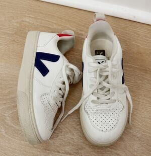 Kids Veja V 10 White Leather Lace Up Sneakers Tennis Shoes Size 1
